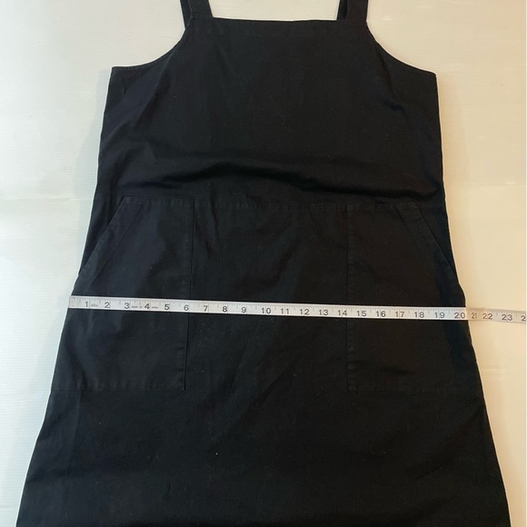 Eileen Fisher Organic Cotton Poplin Apron Dress Size Medium Large Black Pinafore - Picture 6 of 9